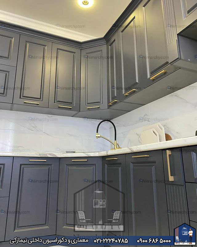 Nimarchy.com - کابینت نئوکلاسیک با رنگ خاص پروژه کامرانیه
