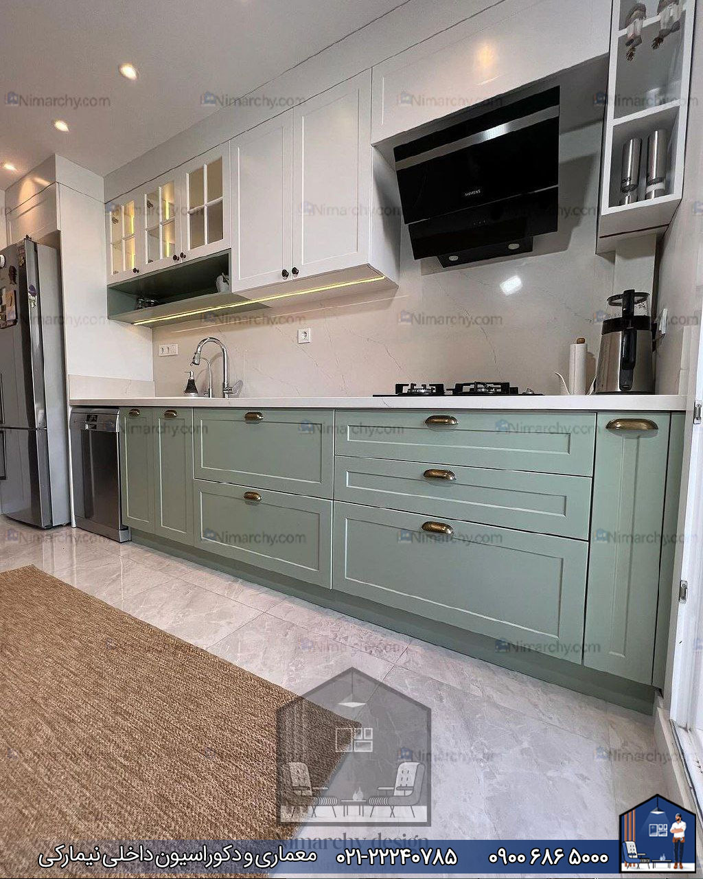 Nimarchy.com - کابینت نئوکلاسیک دو رنگ پروژه سعادت آباد نیمارکی