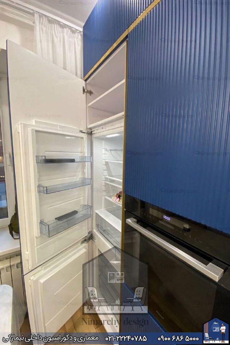 Nimarchy.com - کابینت آشپزخانه مدرن با تسمه استیل