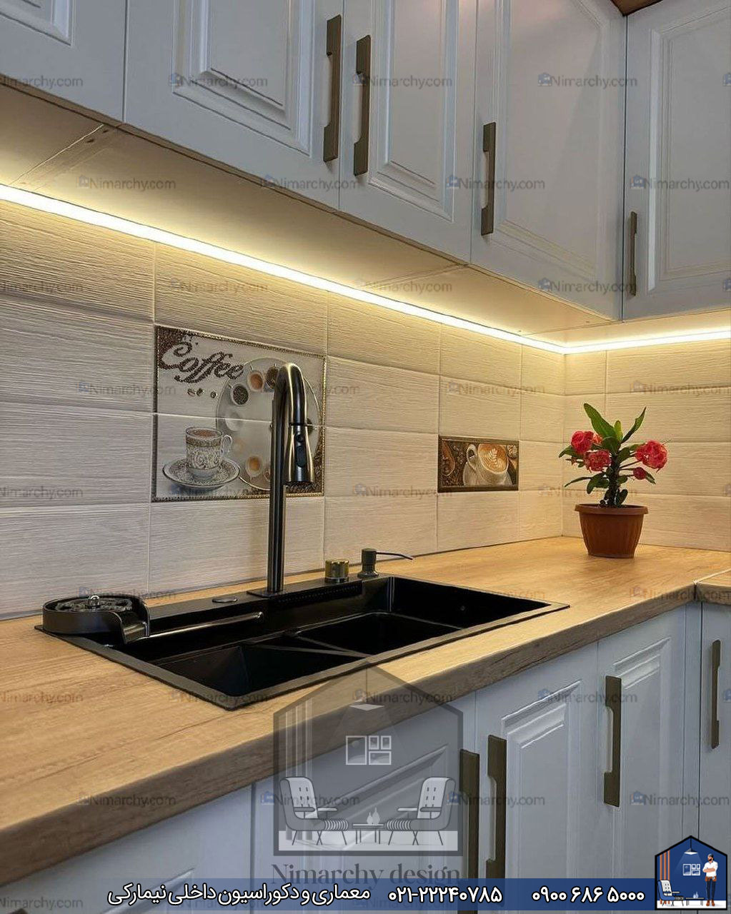 Nimarchy.com - کابینت اشپزخانه پلی اورتان پروژه نیمارکی در قم
