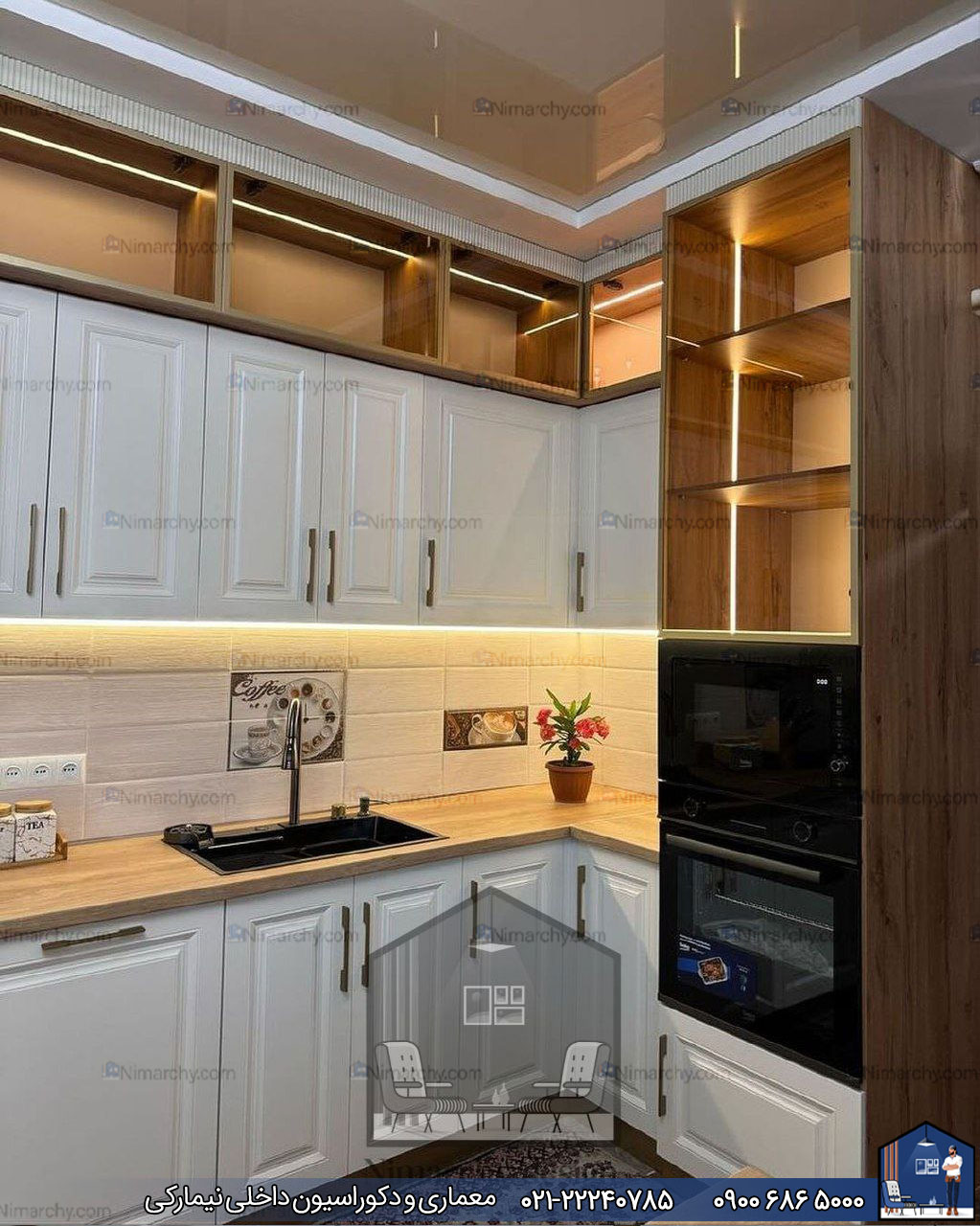 Nimarchy.com - کابینت اشپزخانه پلی اورتان پروژه نیمارکی در قم