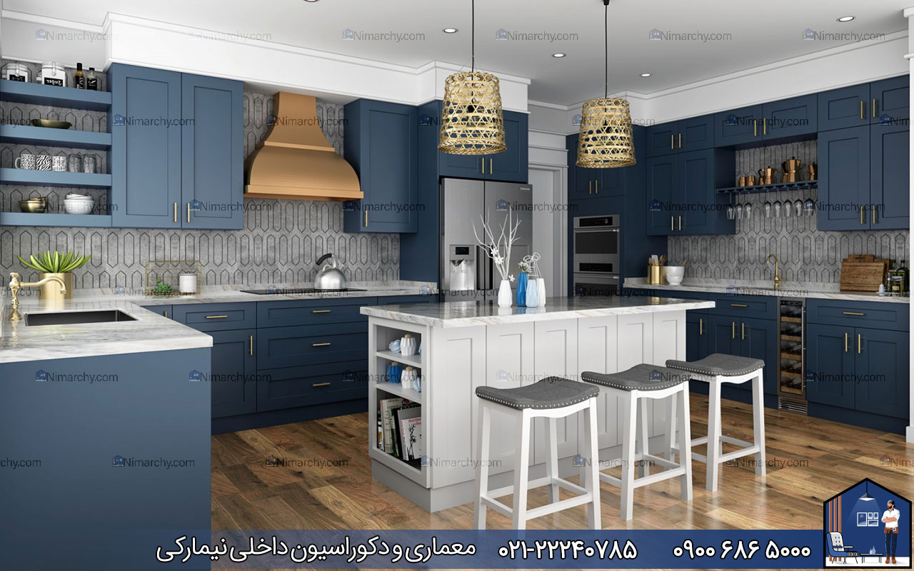 nimarchy.com - کابینت نئوکلاسیک با جزیره