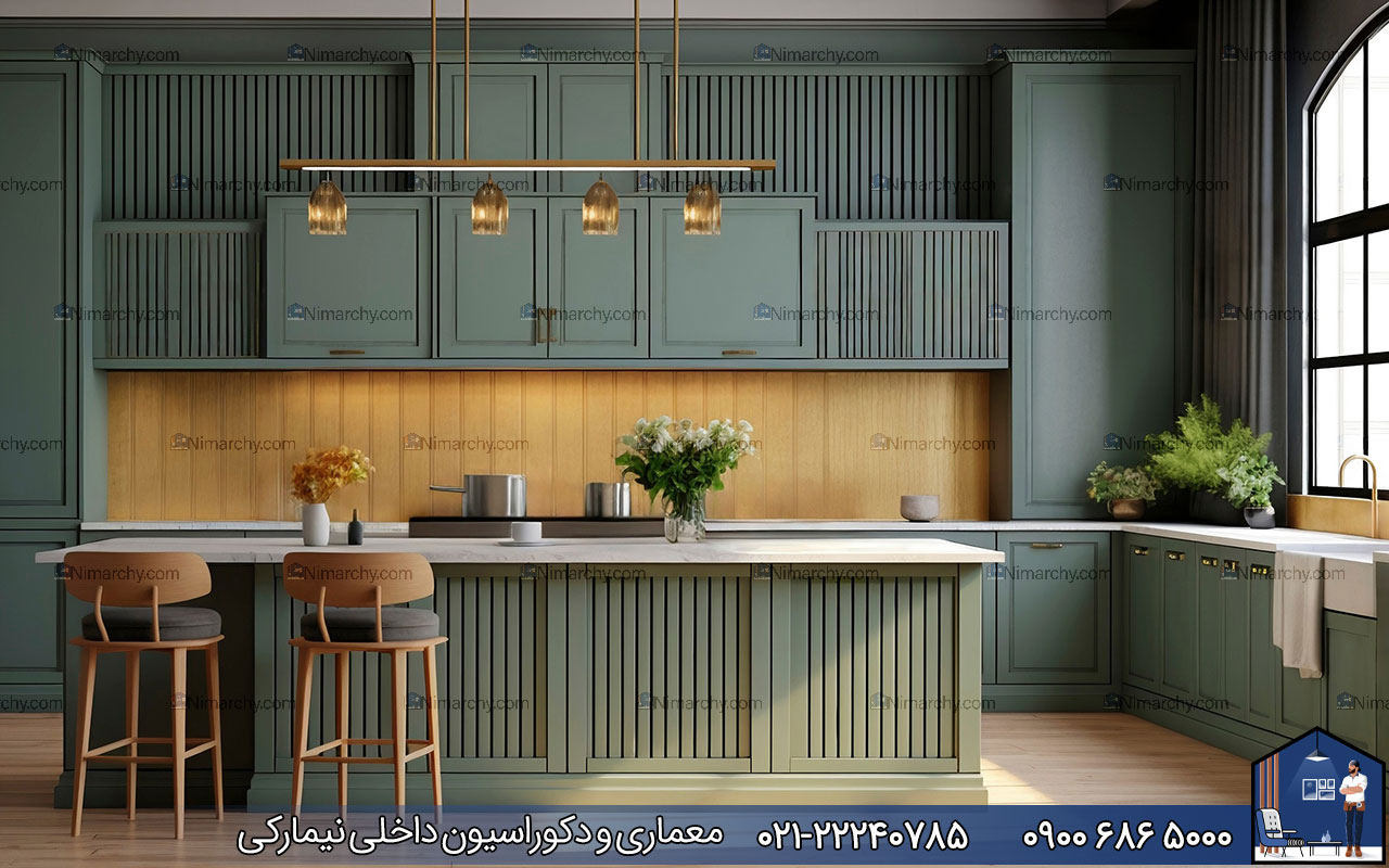 nimarchy.com - کابینت نئوکلاسیک با جزیره