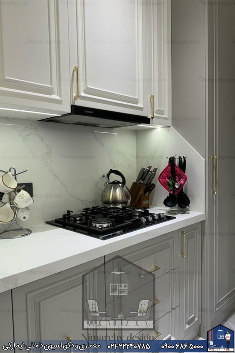 کابینت آشپزخانه نئوکلاسیک طوسی شهرک نفت