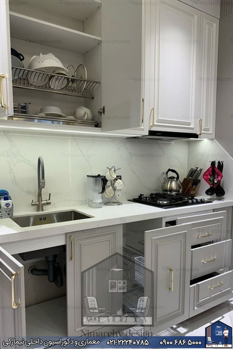 کابینت آشپزخانه نئوکلاسیک طوسی شهرک نفت
