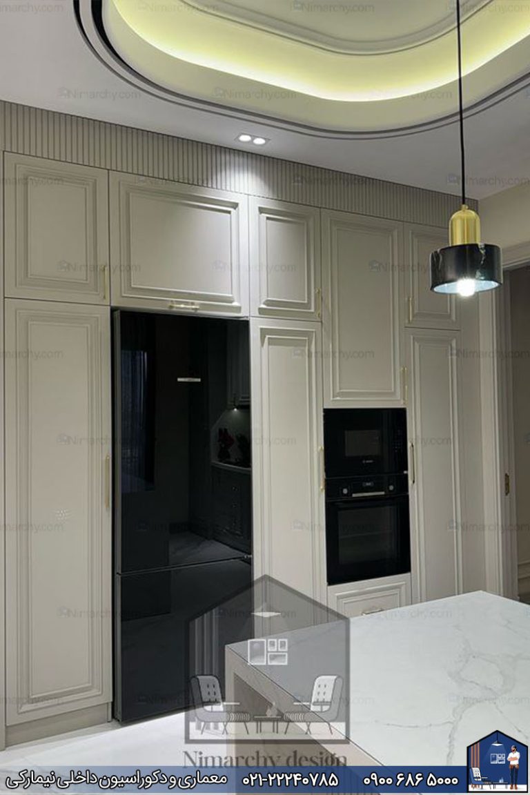 کابینت آشپزخانه نئوکلاسیک طوسی شهرک نفت