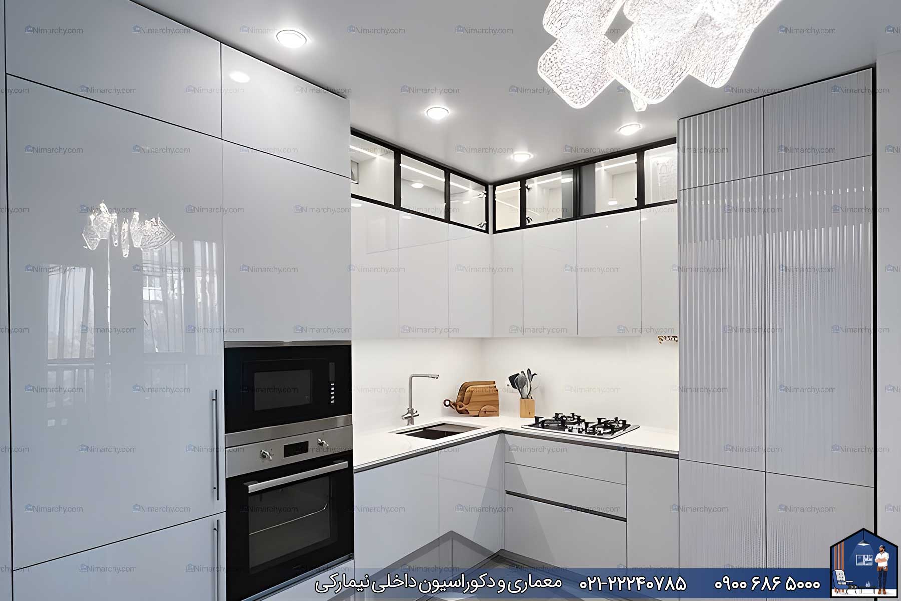 Nimarchy.com - کابینت آشپزخانه هایگلاس AGT پاسداران پروژه نیمارکی