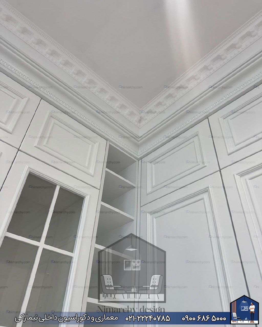 Nimarchy.com - کابینت نئوکلاسیک با رنگ اسپانیایی پروژه کاشان