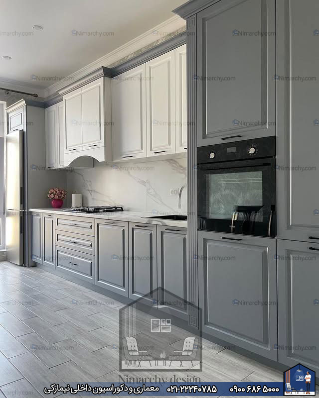 Nimarchy.com - کابینت نئوکلاسیک دو رنگ پلی اورتان ورامین