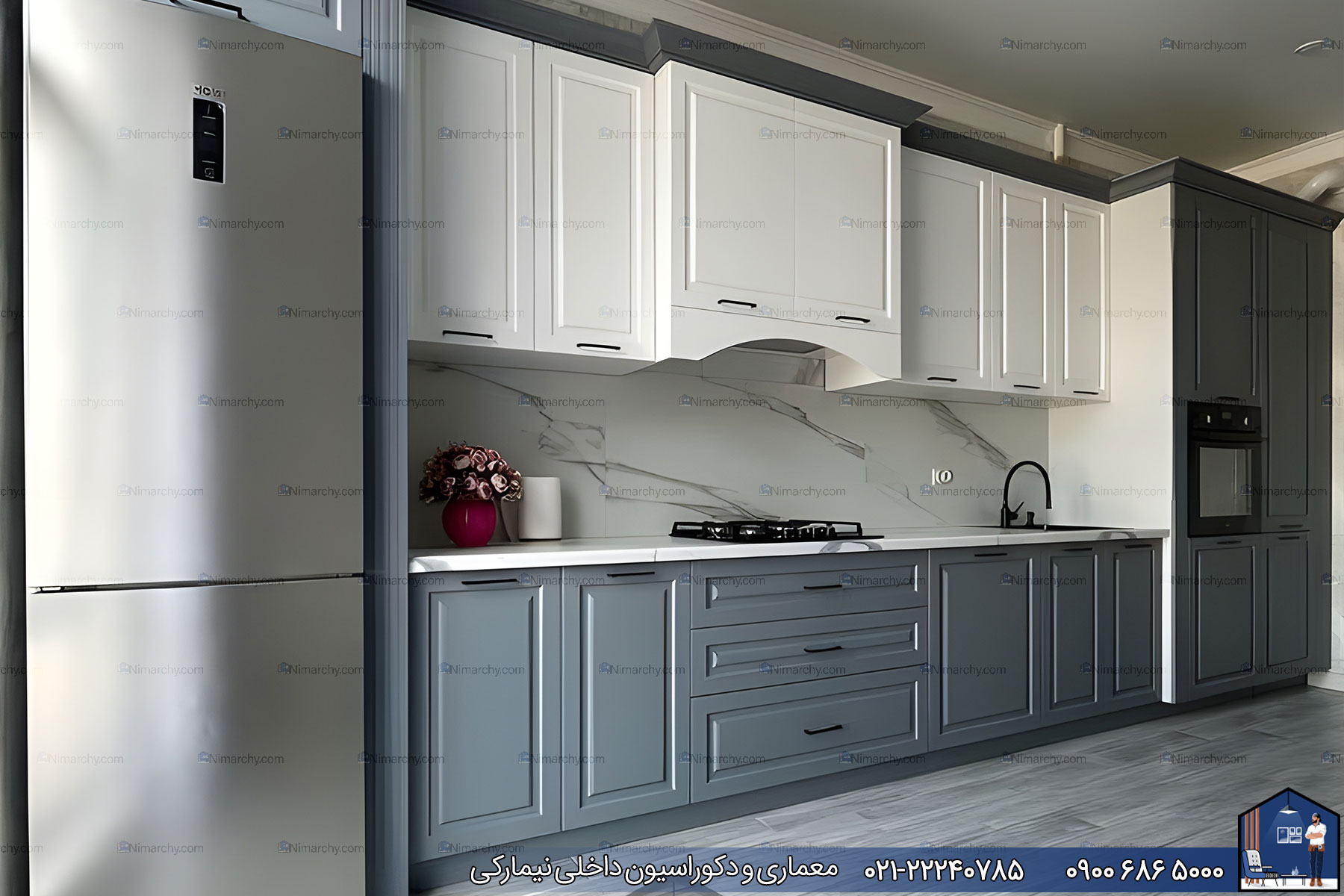 Nimarchy.com - کابینت نئوکلاسیک دو رنگ پلی اورتان ورامین