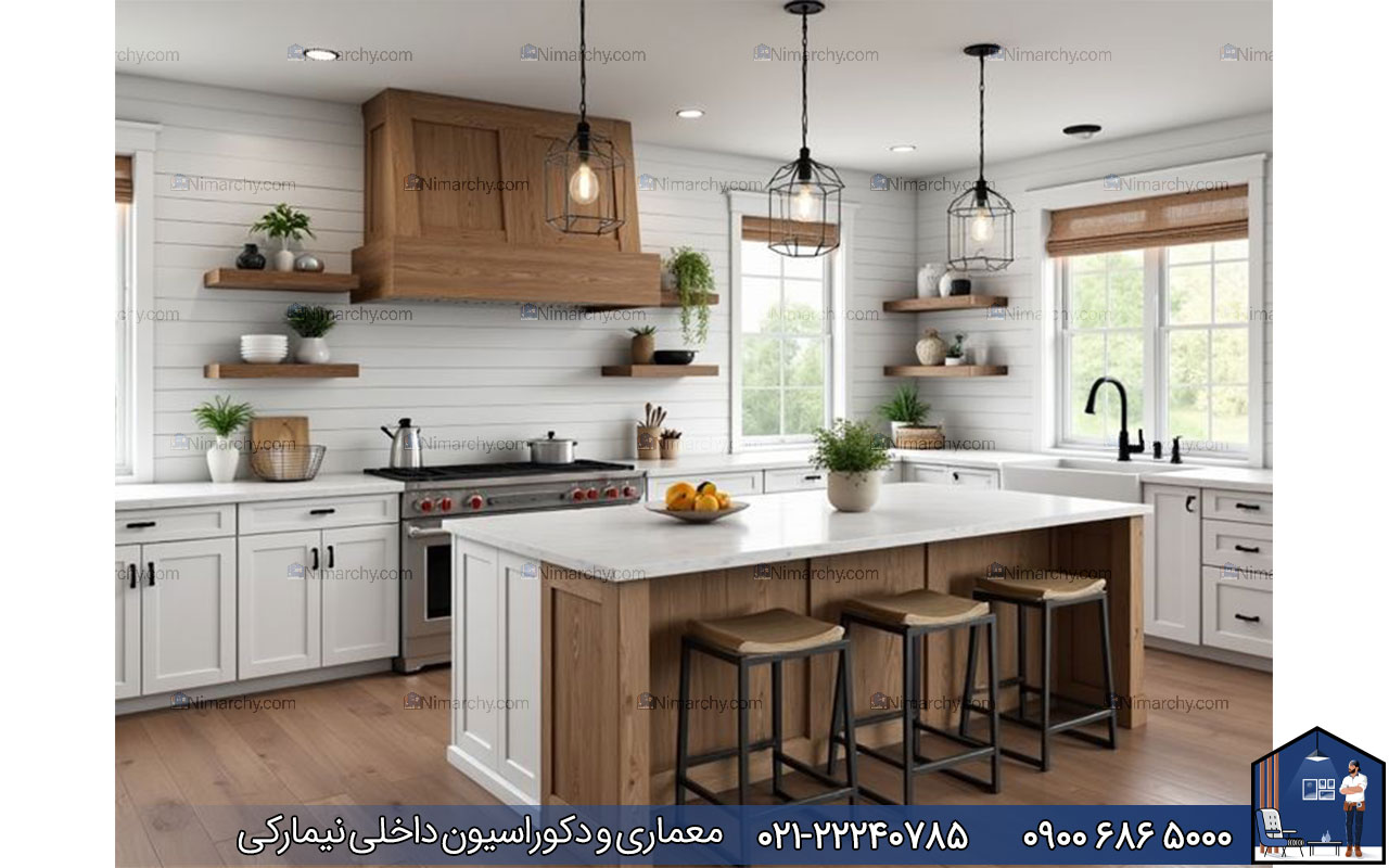 nimarchy.com - کابینت نئوکلاسیک سفید و چوب