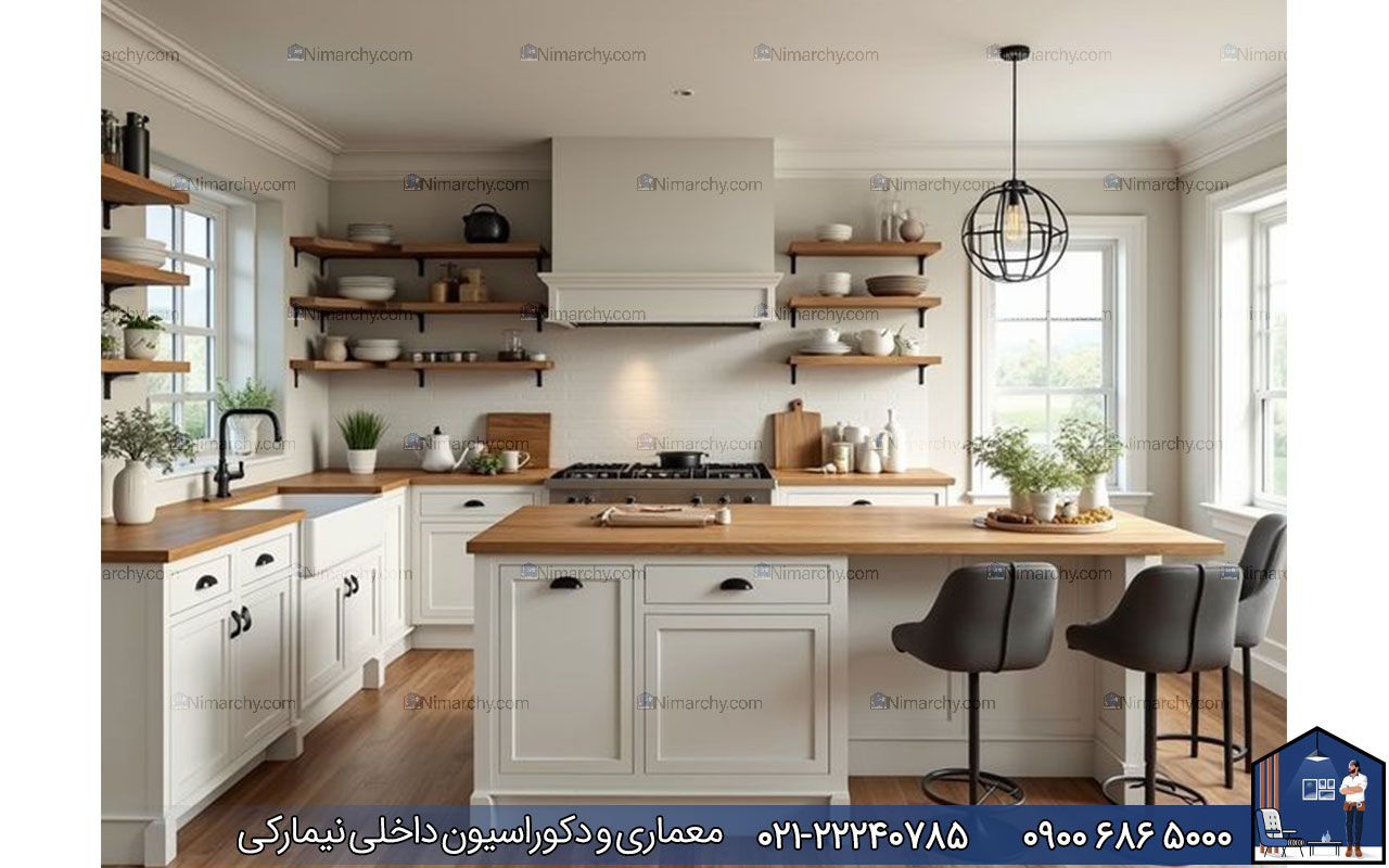 nimarchy.com - کابینت نئوکلاسیک سفید و چوب