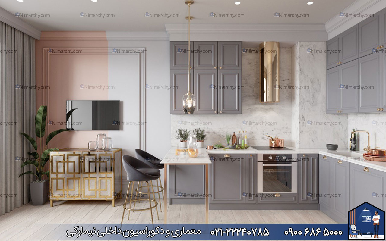 nimarchy.com - کابینت نئوکلاسیک طوسی