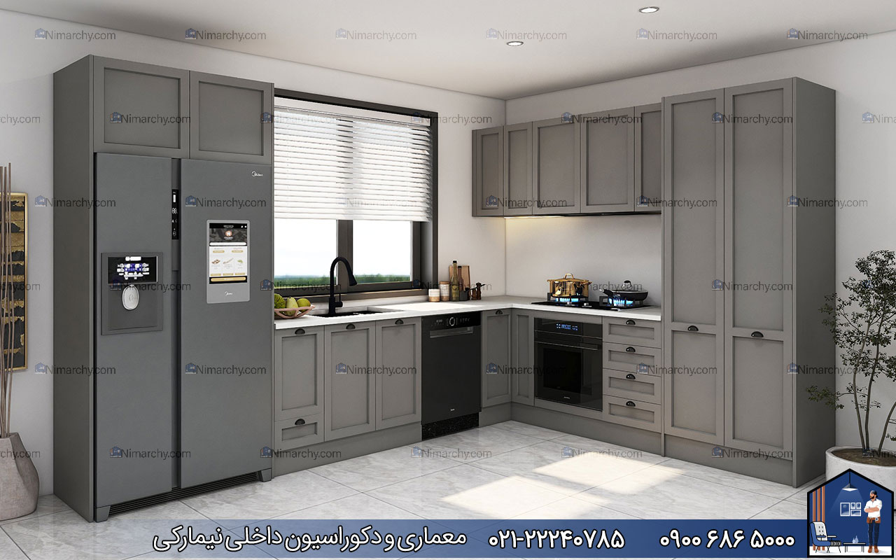 nimarchy.com - کابینت نئوکلاسیک طوسی