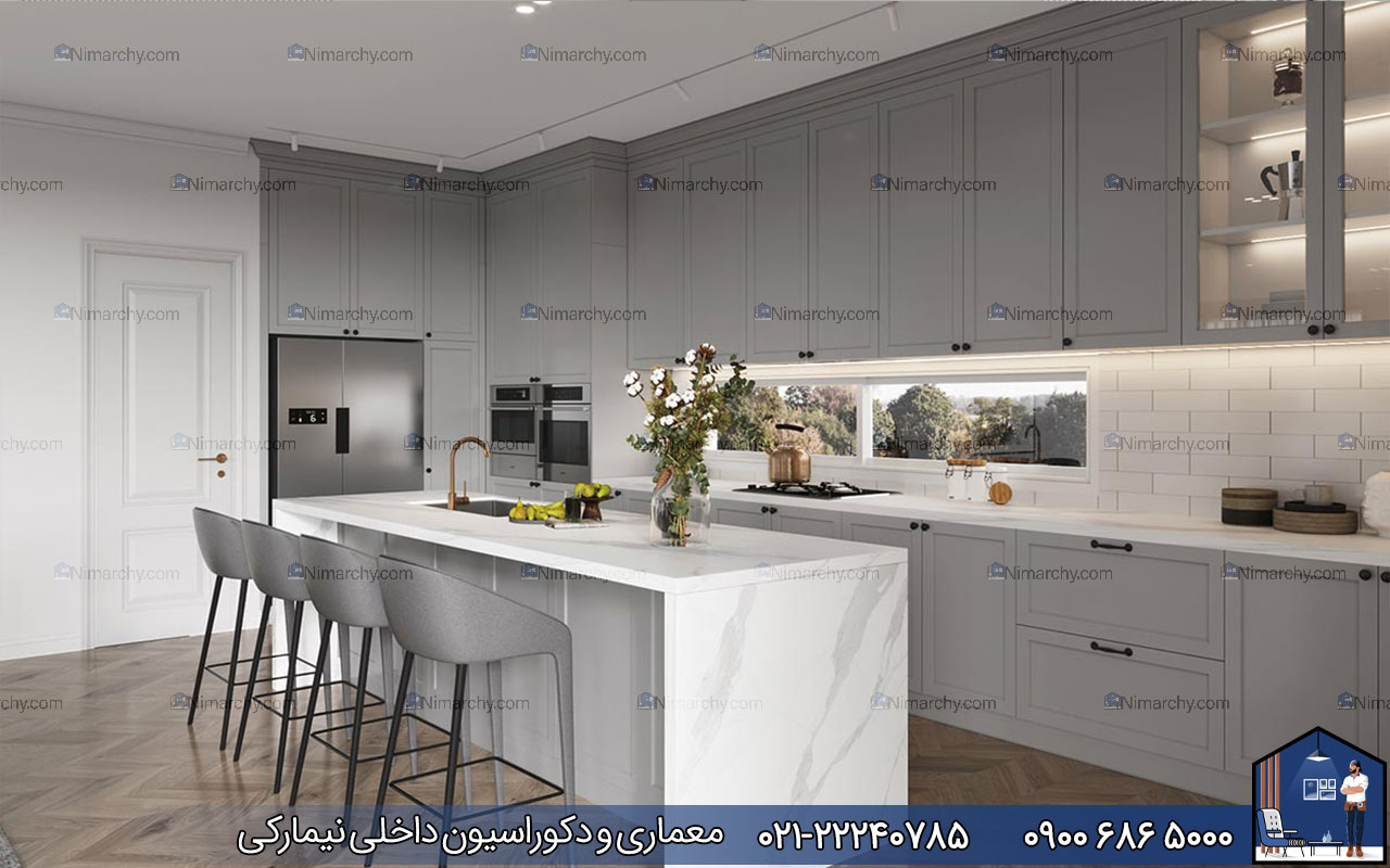 nimarchy.com - کابینت نئوکلاسیک طوسی