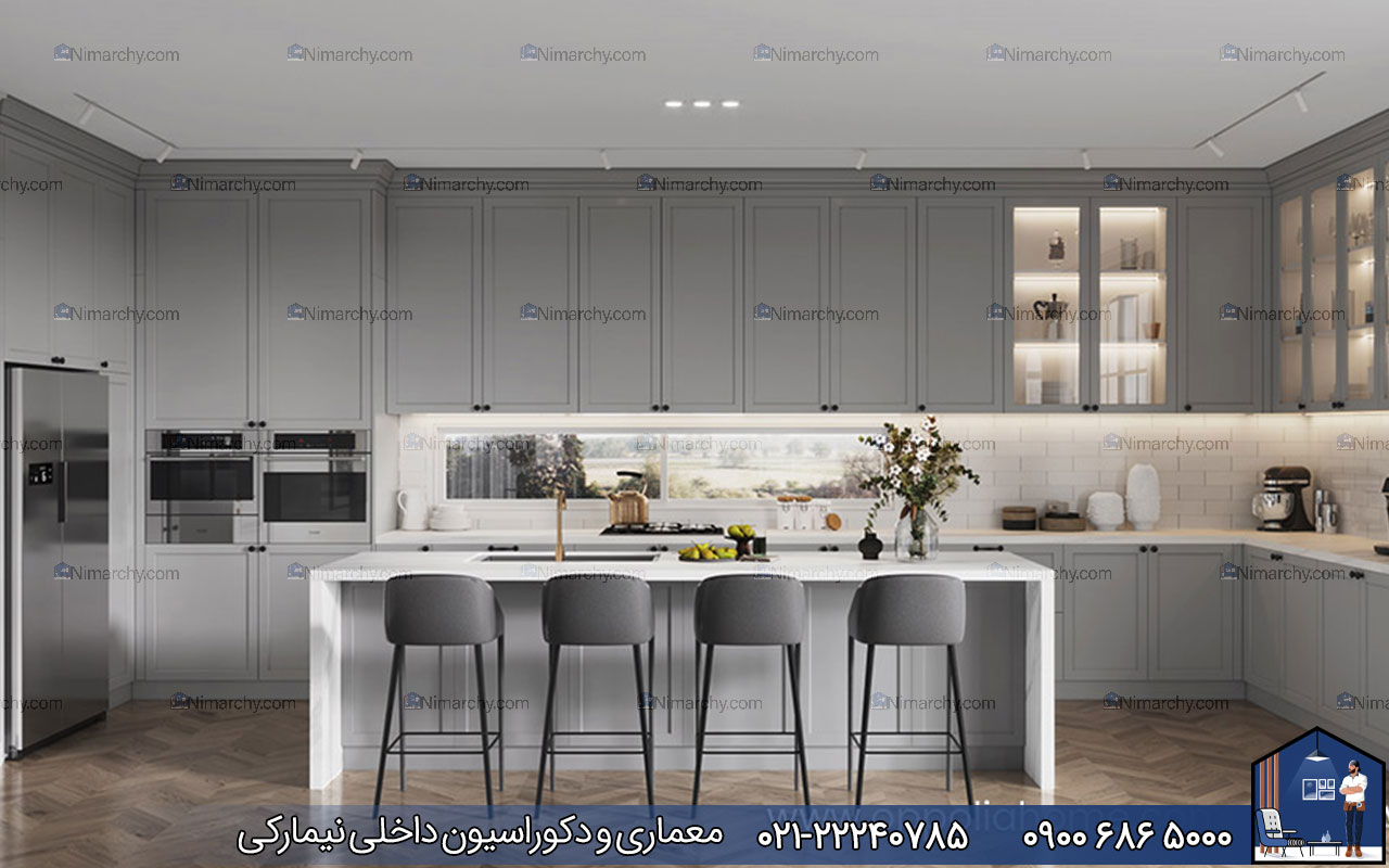 nimarchy.com - کابینت نئوکلاسیک طوسی