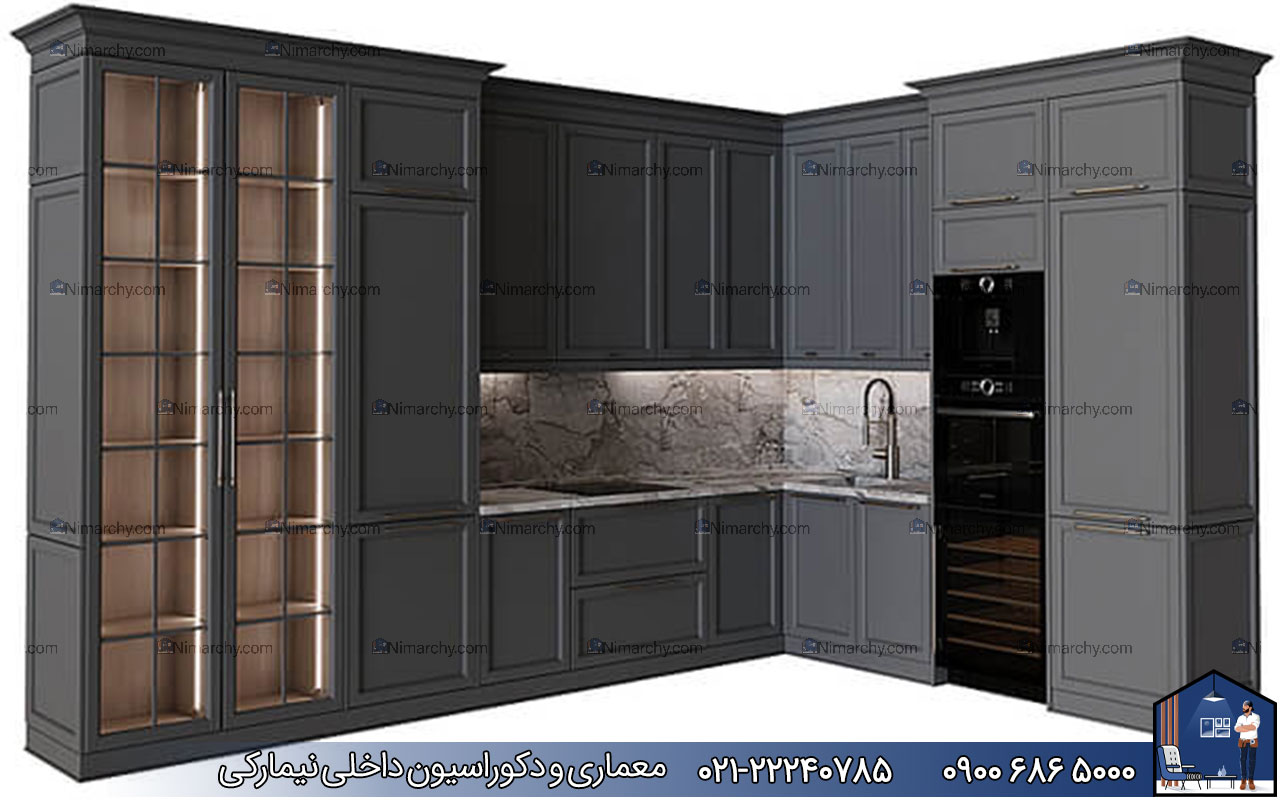 nimarchy.com - کابینت نئوکلاسیک طوسی