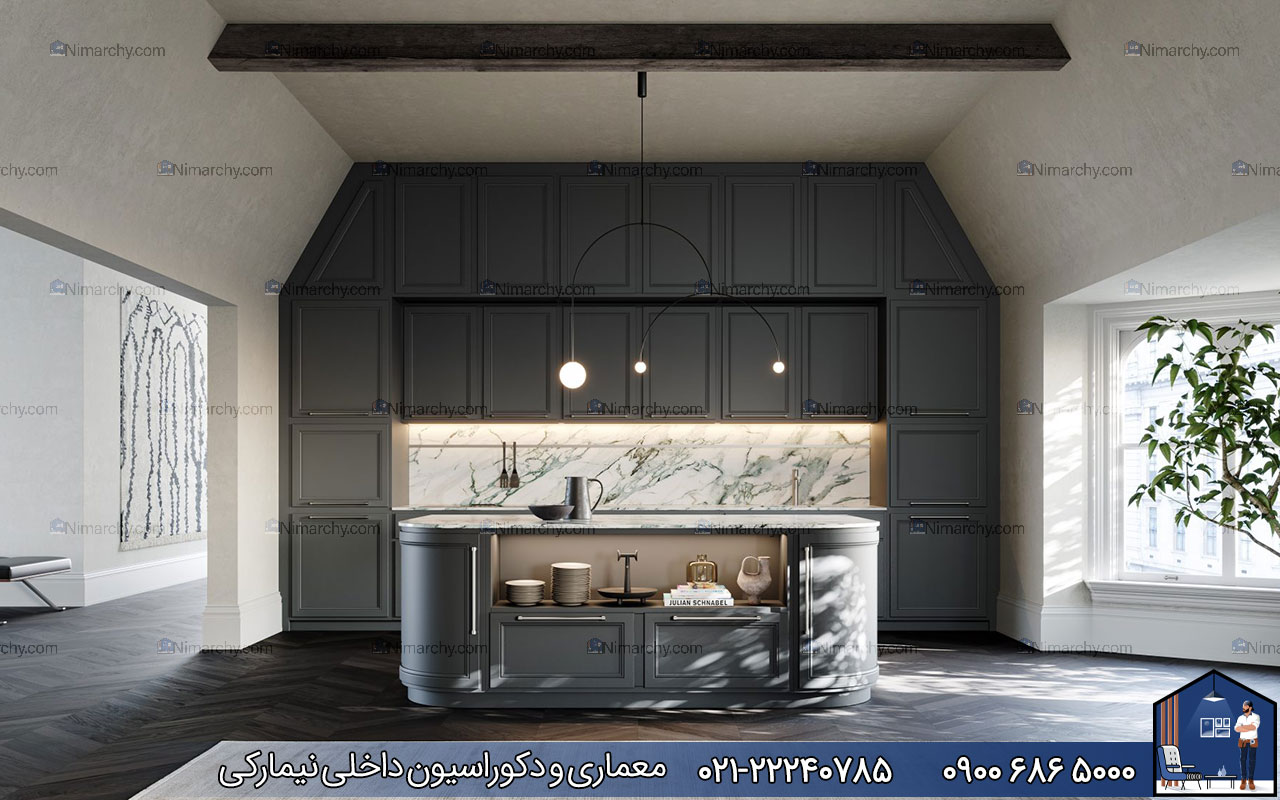 nimarchy.com - کابینت نئوکلاسیک طوسی