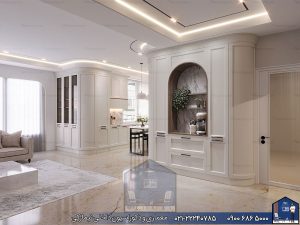 Nimarchy.com --کابینت آشپزخانه نئوکلاسیک سفید صدفی مات