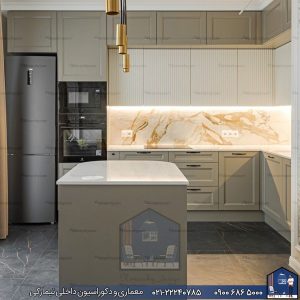 Nimarchy.com - کابینت آشپزخانه ترکیب نئوکلاسیک و مدرن پروژه یوسف آباد