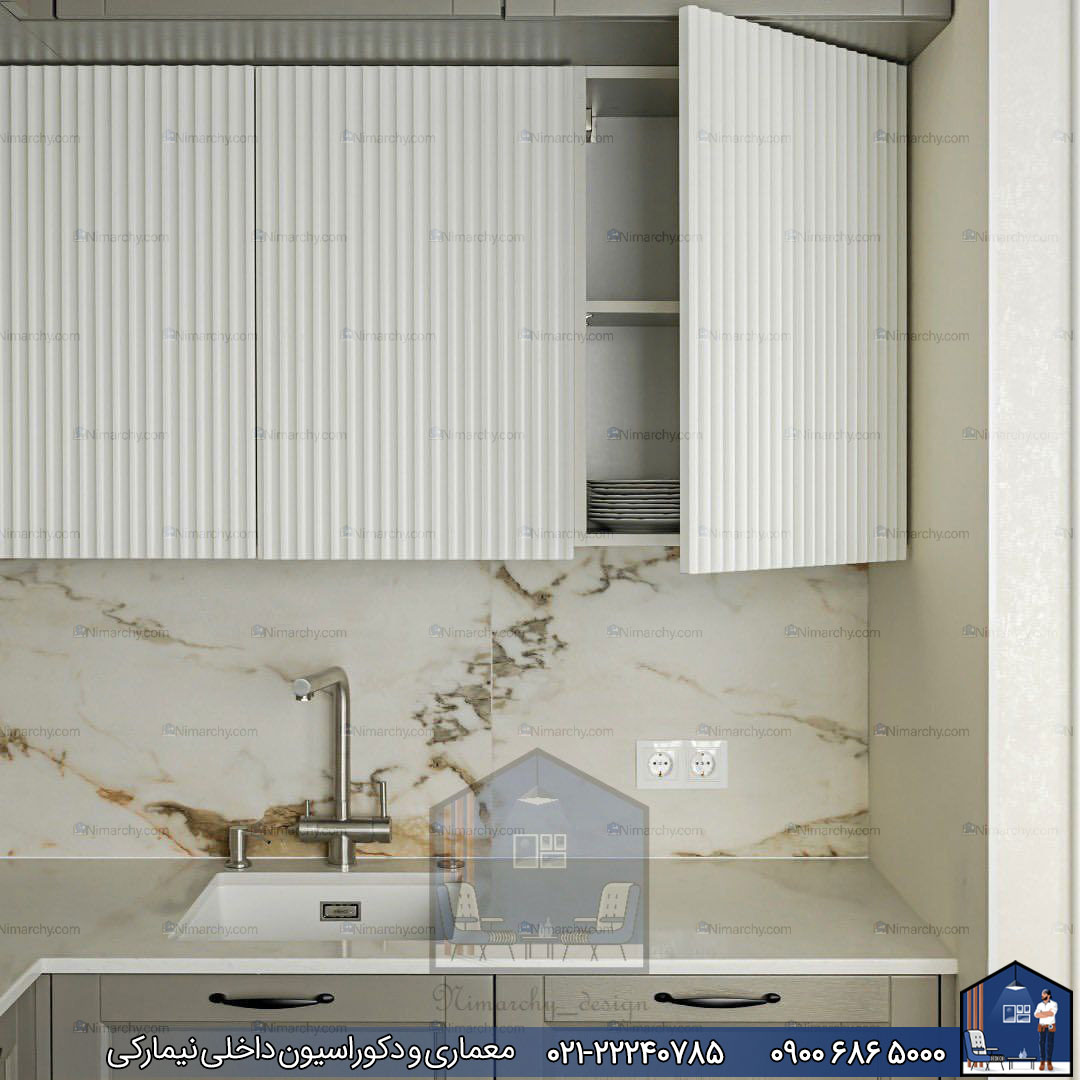 Nimarchy.com - کابینت آشپزخانه ترکیب نئوکلاسیک و مدرن پروژه یوسف آباد