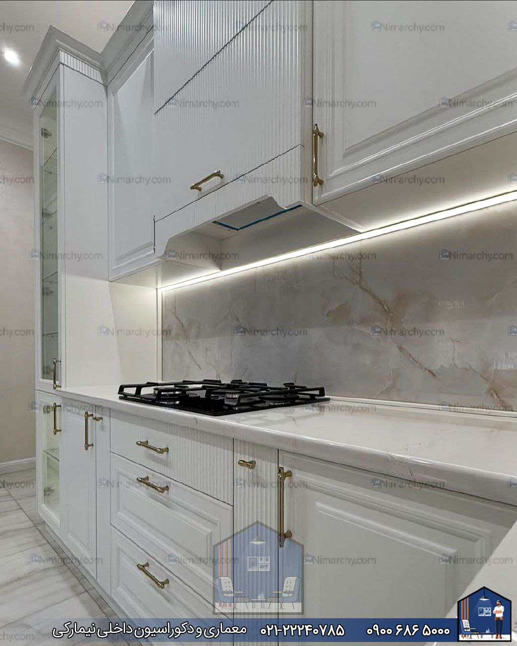 Nimarchy.com - کابینت نئوکلاسیک با رنگ پلی اورتان پروژه ولیعصر