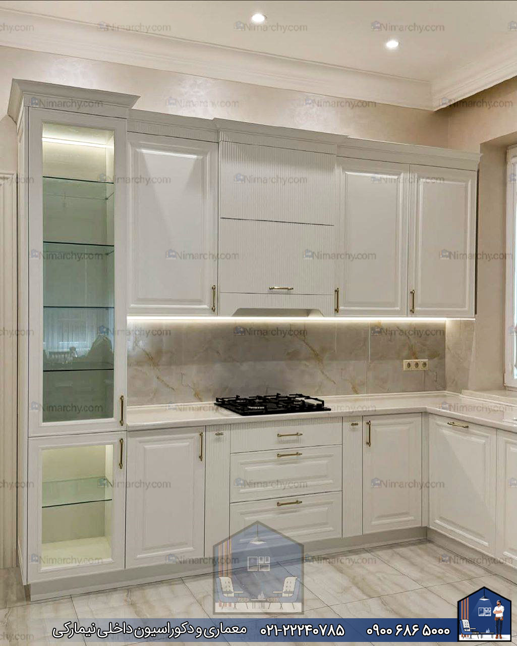 Nimarchy.com - کابینت نئوکلاسیک با رنگ پلی اورتان پروژه ولیعصر