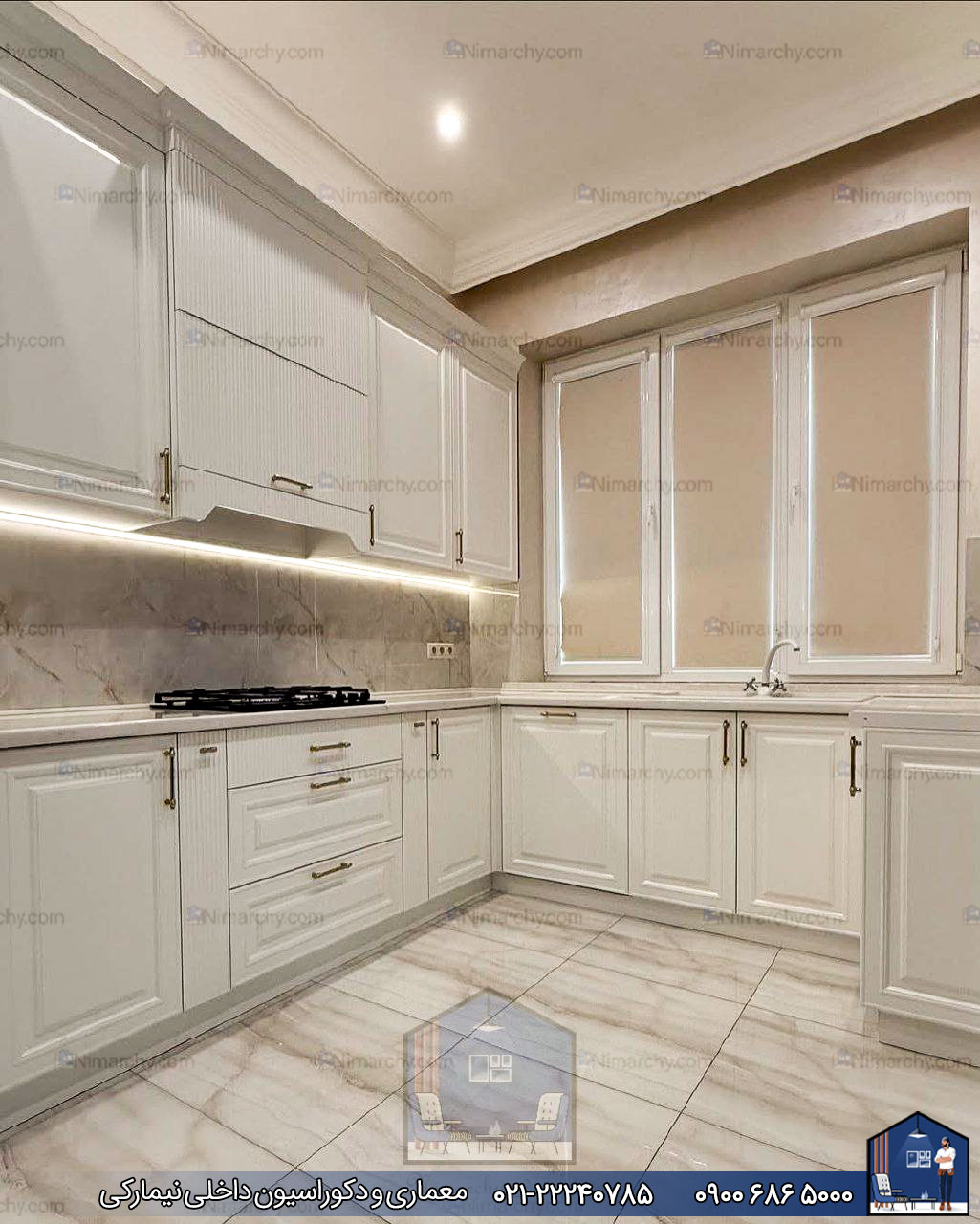 Nimarchy.com - کابینت نئوکلاسیک با رنگ پلی اورتان پروژه ولیعصر