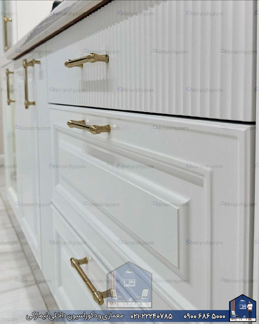 Nimarchy.com - کابینت نئوکلاسیک با رنگ پلی اورتان پروژه ولیعصر