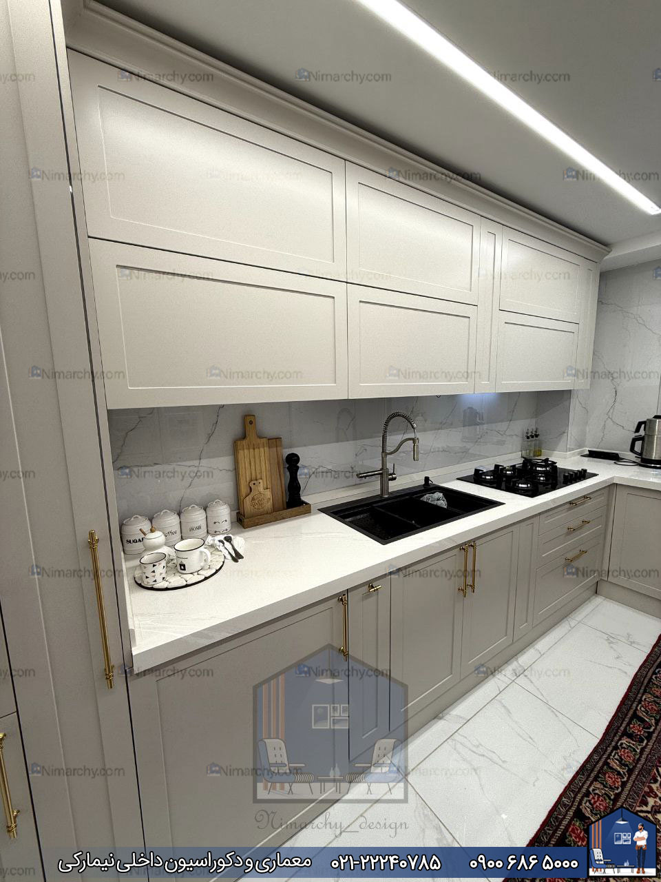 Nimarchy.com - دکوراسیون و کابینت نئوکلاسیک رنگ اسپانیایی سنندج