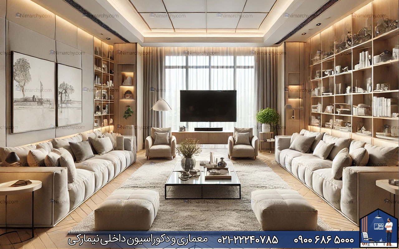nimarchy.com - دکوراسیون داخلی پذیرایی مستطیلی