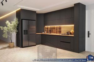 Nimarchy.com - طراحی 3D کابینت مدرن پروژه کلاردشت
