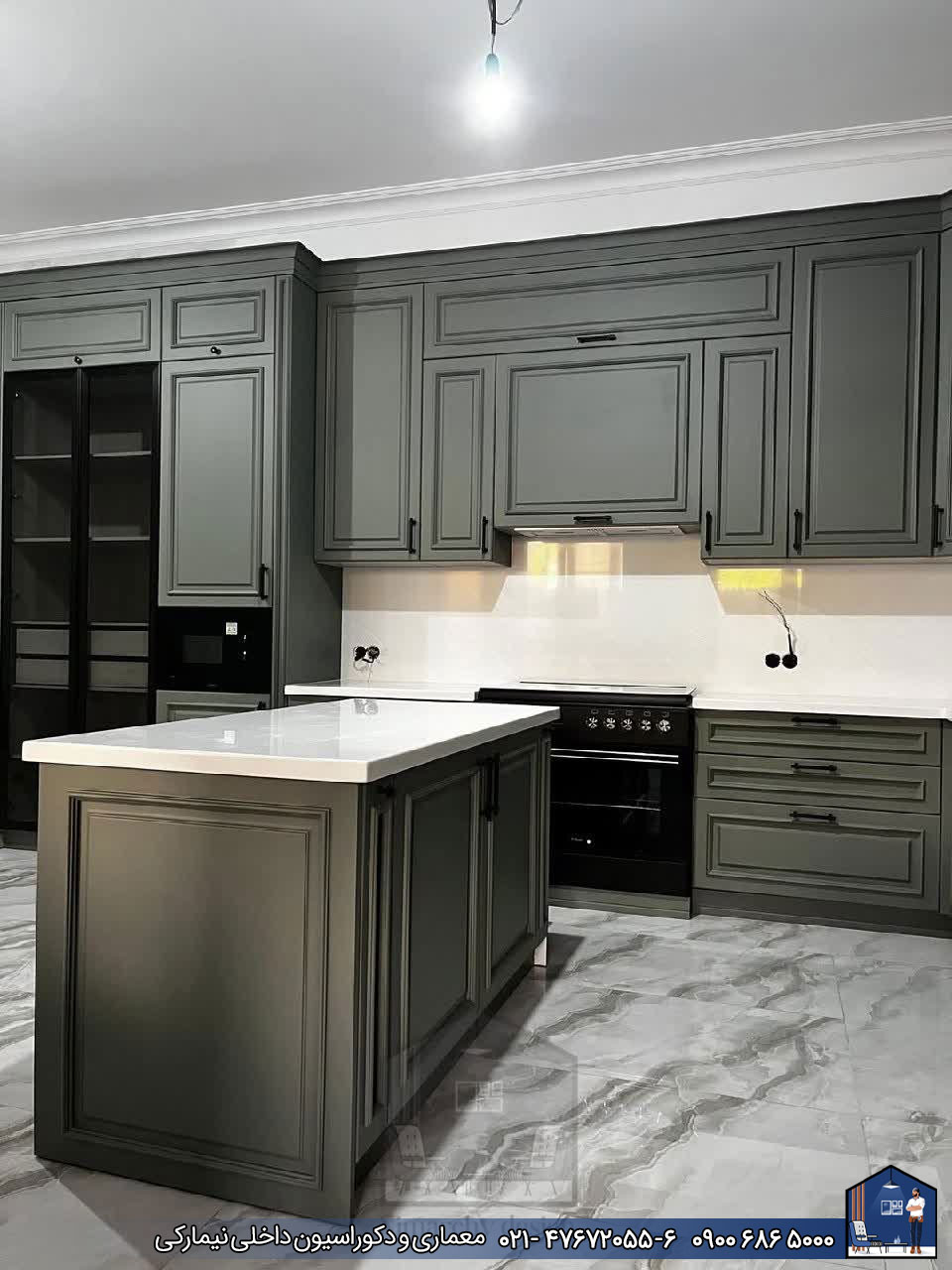 Nimarchy.com - کابینت نئوکلاسیک سبز پروژه نیمارکی در رشت