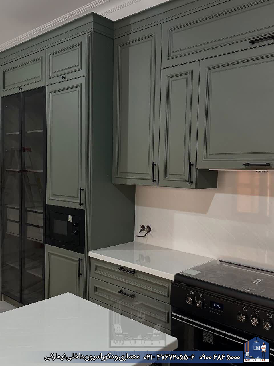Nimarchy.com - کابینت نئوکلاسیک سبز پروژه نیمارکی در رشت