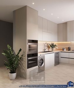 Nimarchy.com - طراحی 3D کابینت مدرن پروژه هروی