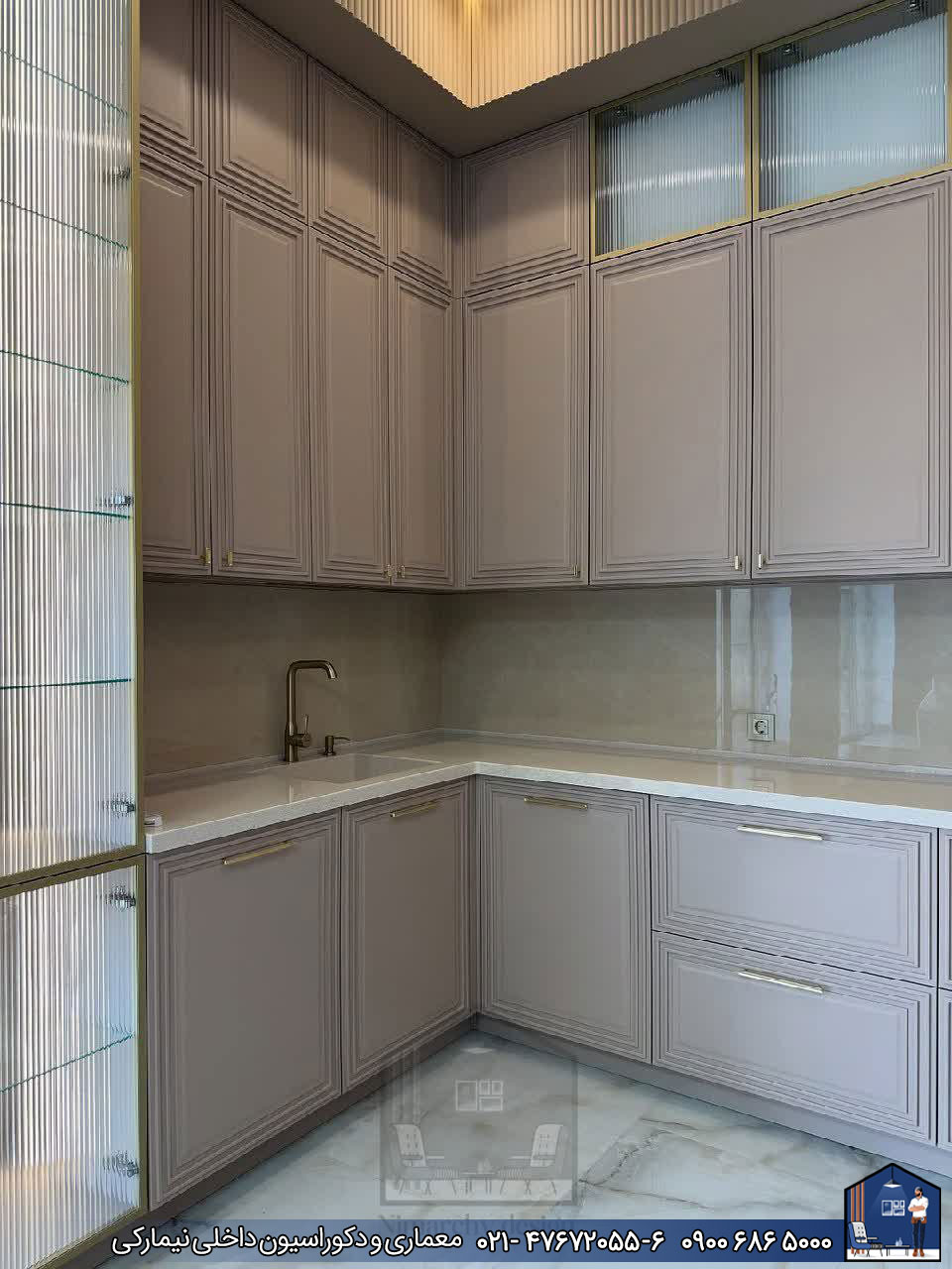 کابینت نئوکلاسیک با رنگ پلی اورتان بژ کرمانشکاه - Nimarchy.com