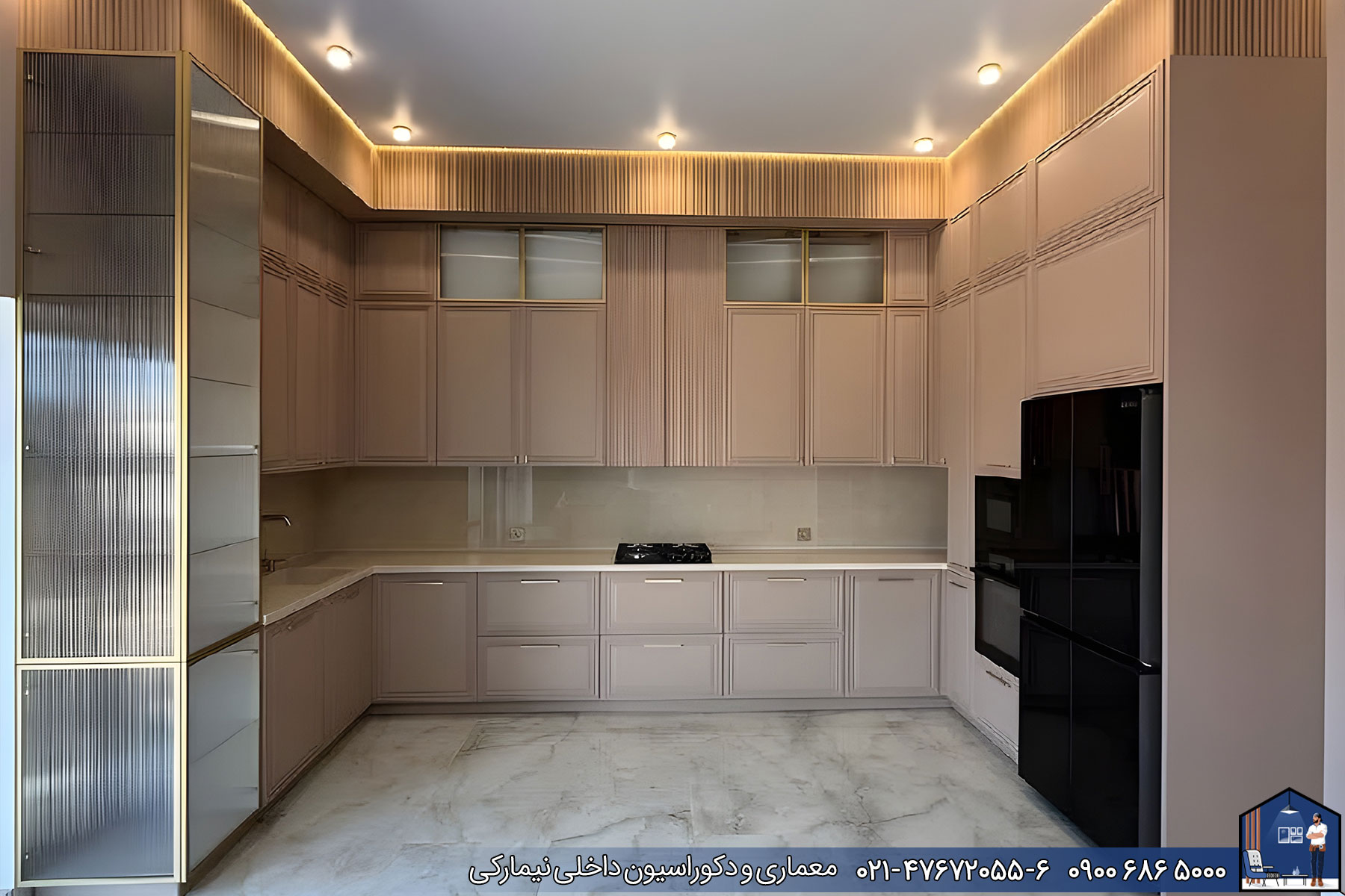 کابینت نئوکلاسیک با رنگ پلی اورتان بژ کرمانشکاه - Nimarchy.com