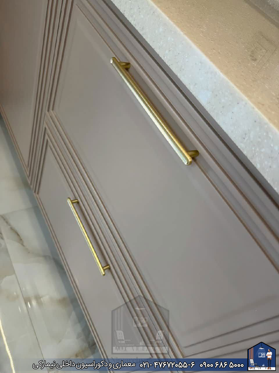 کابینت نئوکلاسیک با رنگ پلی اورتان بژ کرمانشکاه - Nimarchy.com