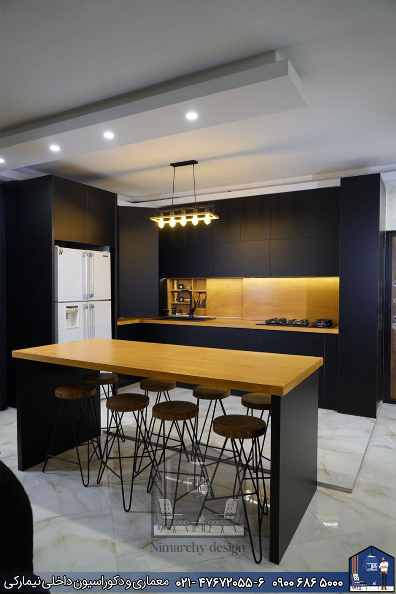 Nimarchy.com - کابینت مدرن مشکی و چوب 