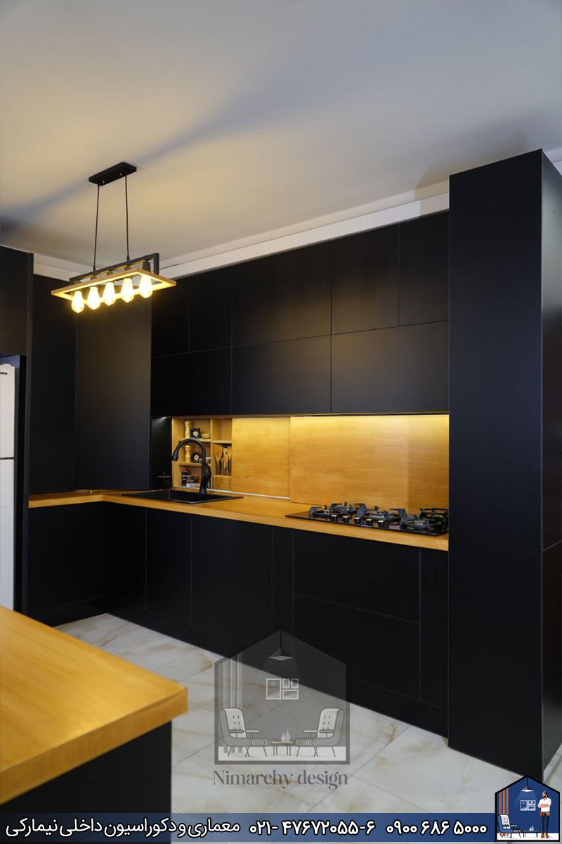 Nimarchy.com - کابینت مدرن مشکی و چوب 